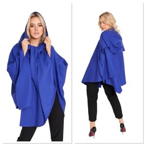 Jimmy Hourihan Cashmere & Wool Cape Purple Wrap Hood Button Snap One Size Vtg